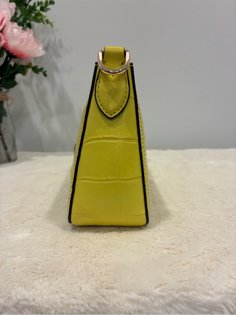 Furla Atena S Crossbody Yellow Croc Embossed Leather WB00397K0000 Made Italy - Picture 3 of 11